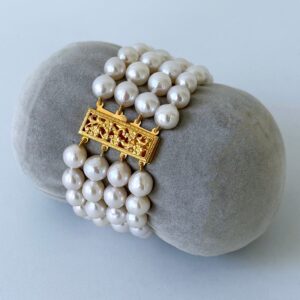 Large Pearl Dream Bracelet With Filigree Gold Clasp