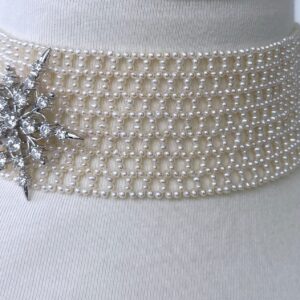Seed Pearl Woven Choker with Silver Adjustable Clasp