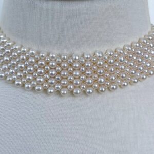 Pearl Woven Bridal Choker with Adjustable Clasp