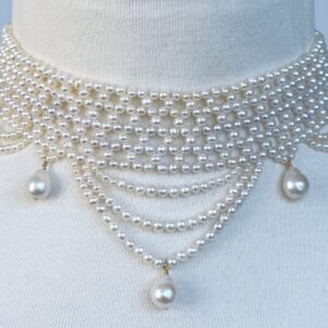 Draped Pearl Woven Choker with Adjustable Clasp