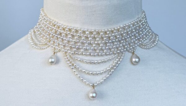 Draped Pearl Woven Choker with Adjustable Clasp