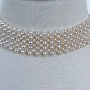 Pearl Woven Bridal Choker with Adjustable Clasp