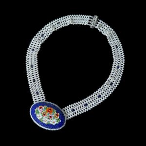 Pearl & Lapis Woven Floral Mosaic Necklace