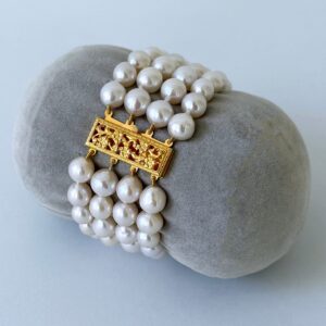 Large Pearl Dream Bracelet With Filigree Gold Clasp