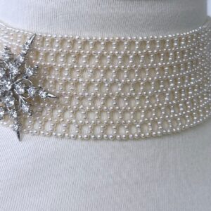Seed Pearl Woven Choker with Silver Adjustable Clasp