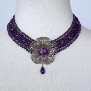 Amethyst & Vintage Silver and Gold Necklace