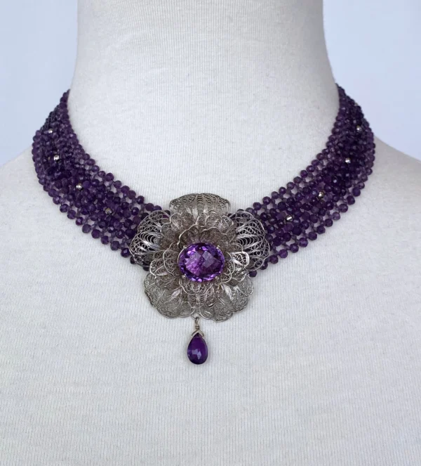 Amethyst & Vintage Silver and Gold Necklace