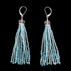 Aquamarine, Diamond & 14k White Gold Lever Back Earrings
