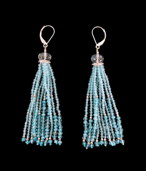 Aquamarine, Diamond & 14k White Gold Lever Back Earrings