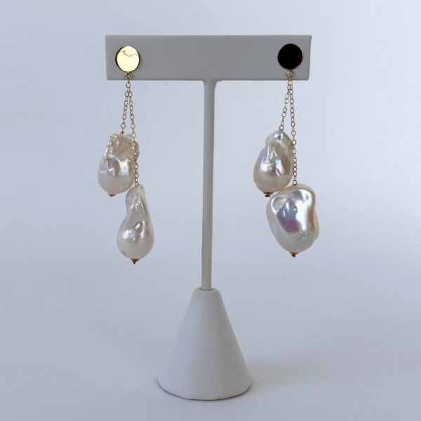 Baroque Pearl & 14k Gold Dangle Earrings