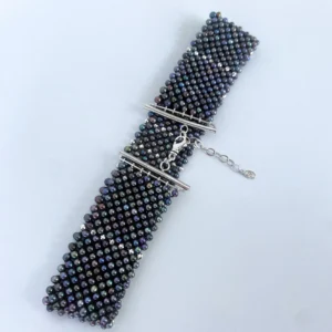 Black Pearl Adjustable Choker with Rhodium Silver Findings