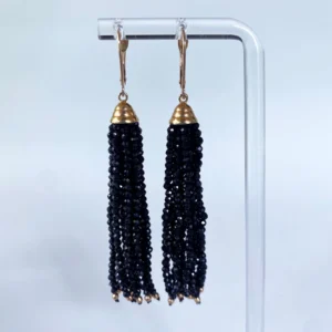 Black Spinel & solid 14k Yellow Gold Earrings