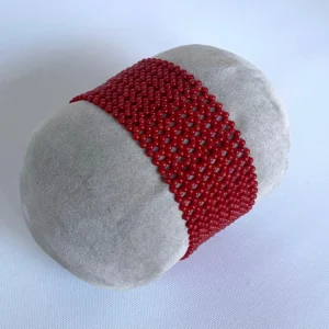 Coral Woven Bracelet with 14k Yellow Gold Plated Sterling Silver Clasp