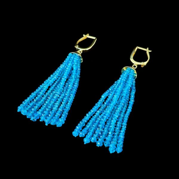 London Blue Topaz Tassel Earrings with 18k Plated Hooks