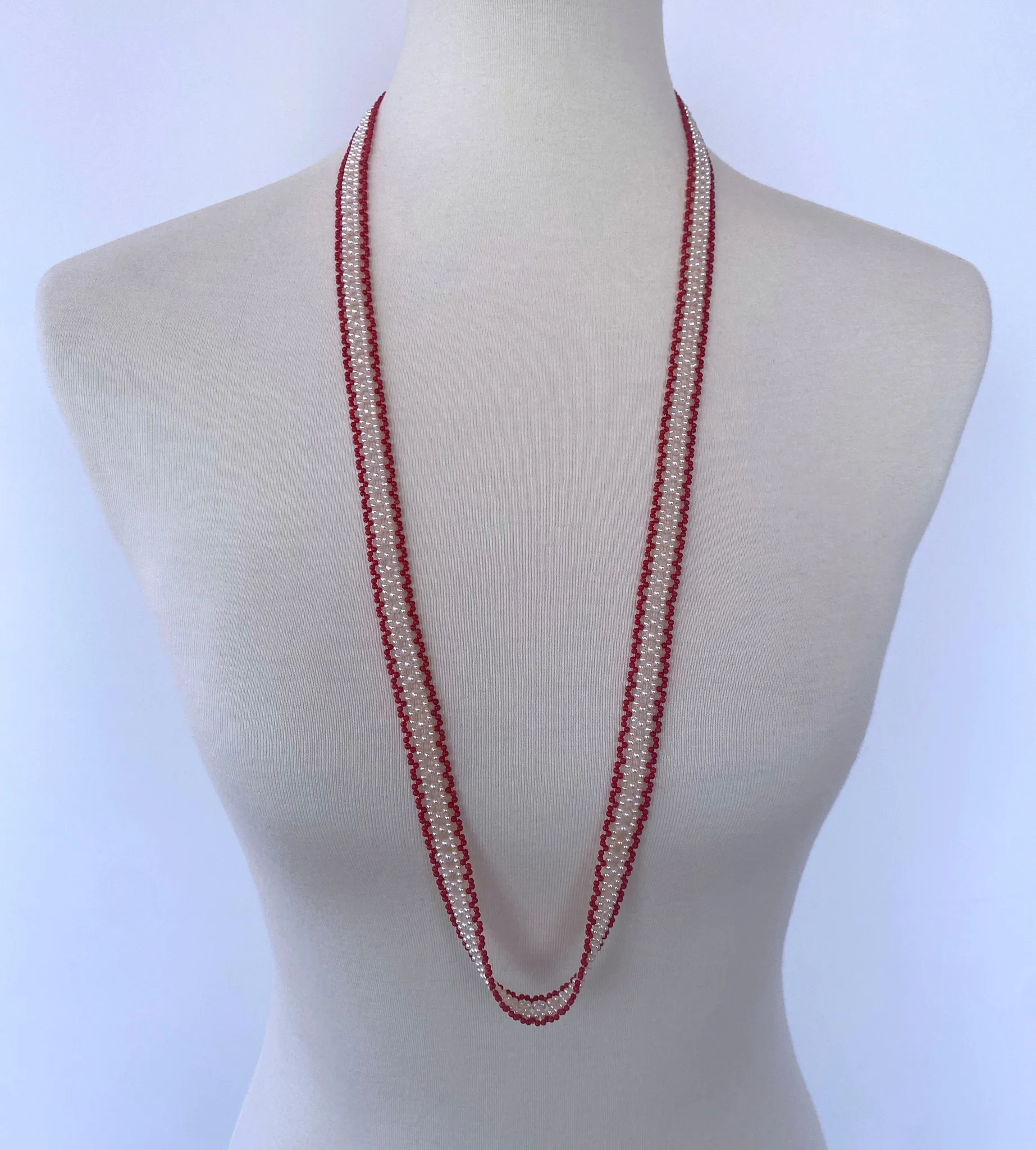 Fine Woven Coral & Pearl Satuoir with Baroque Tassel & 14k Yellow Gold - Image 9
