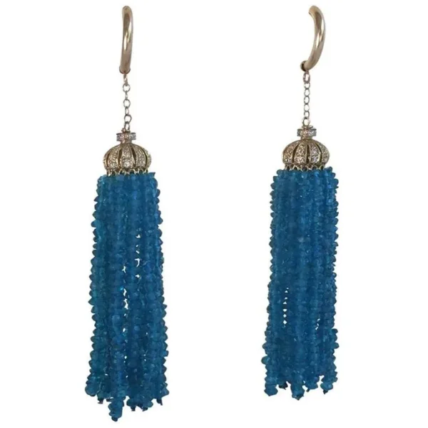 London Blue Topaz Tassel with 14 K Yellow Gold and gold plated cup