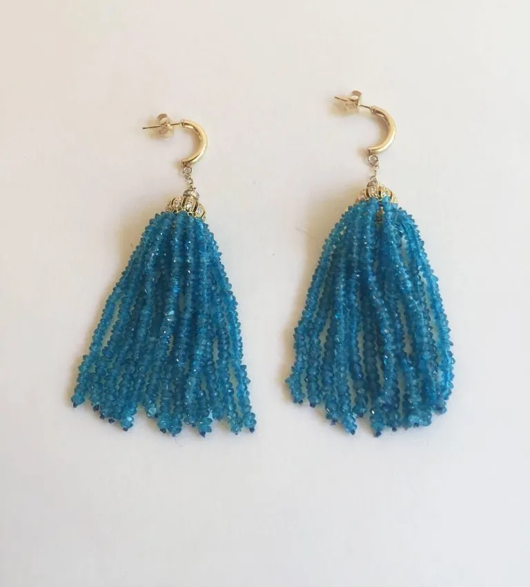 London Blue Topaz Tassel with 14 K Yellow Gold and gold plated cup - Image 2