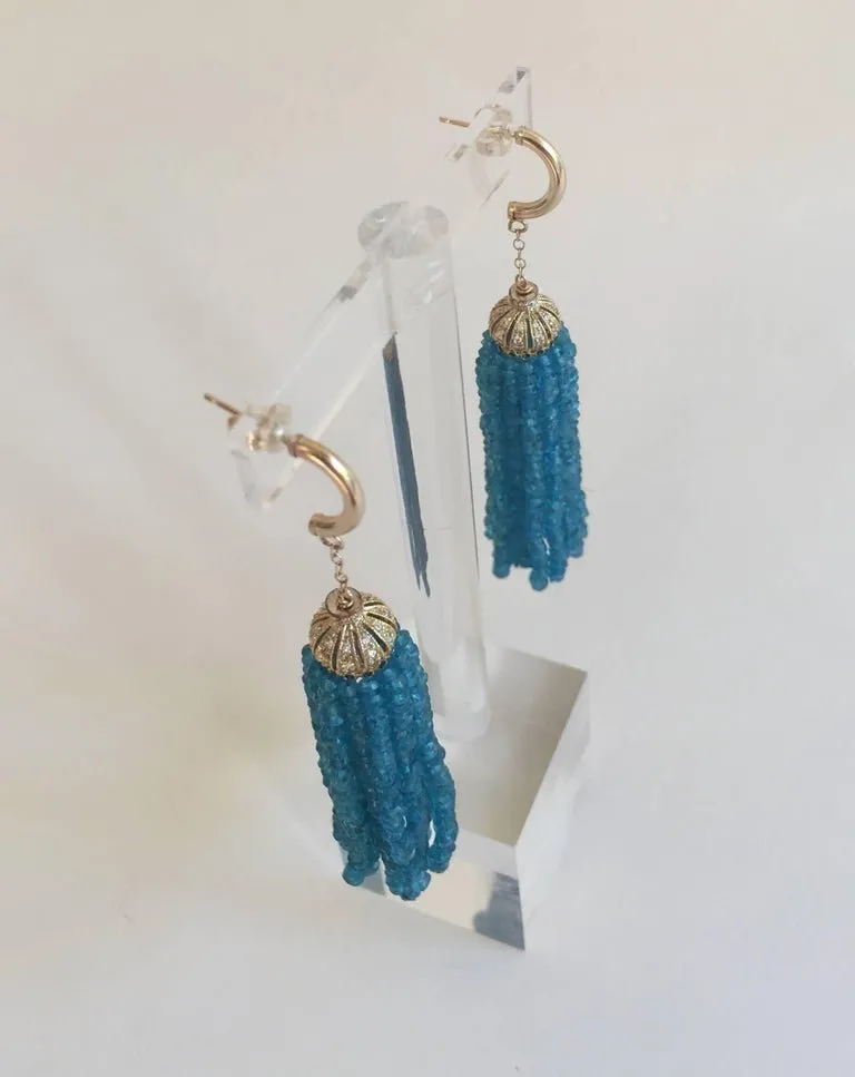 London Blue Topaz Tassel with 14 K Yellow Gold and gold plated cup - Image 3