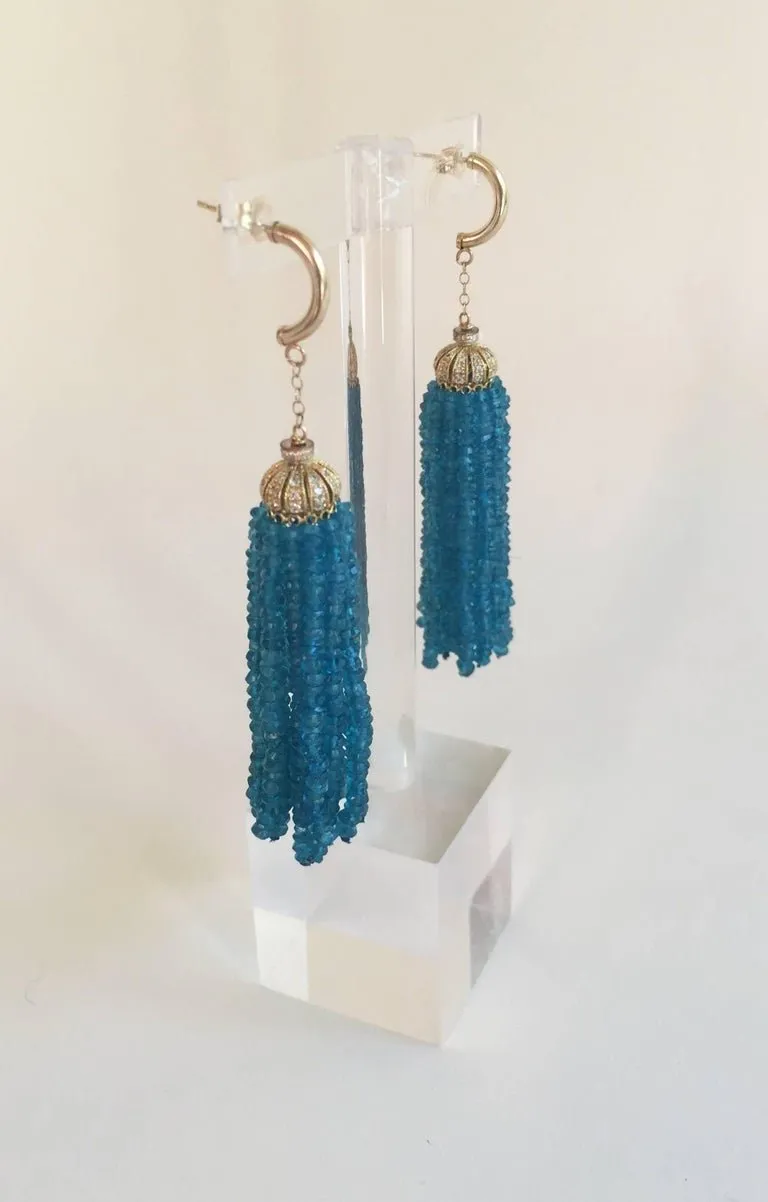 London Blue Topaz Tassel with 14 K Yellow Gold and gold plated cup - Image 4