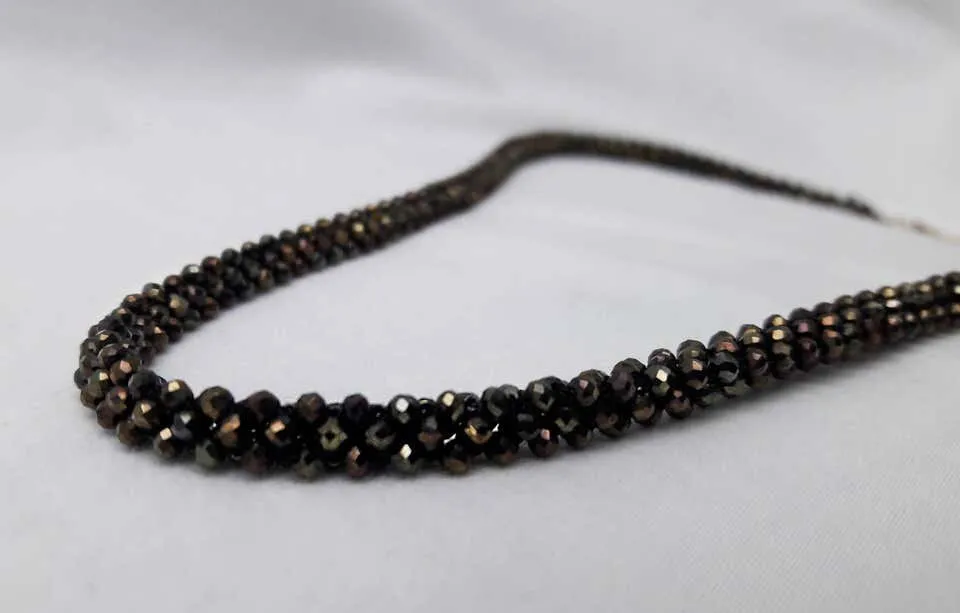 Marina J Black Spinel Rope Necklace, Garnet Vintage Brooch and 14 K Gold Clasp - Image 2