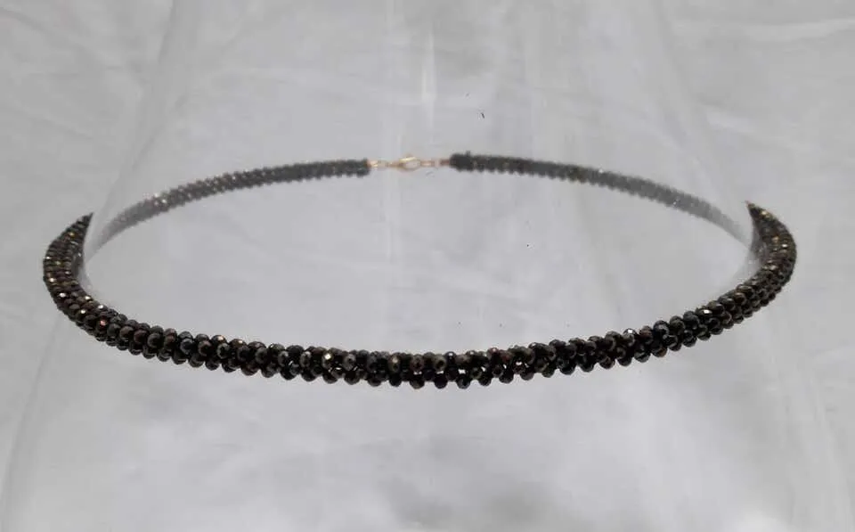 Marina J Black Spinel Rope Necklace, Garnet Vintage Brooch and 14 K Gold Clasp - Image 6