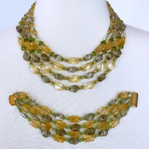 Marina J. Convertible Necklace & Bracelet with Lemon Quartz, Smokey Quartz, Citrine, Peridot & 14K Yellow Gold