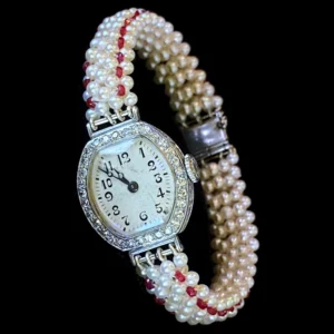 Marina J. Diamond Encrusted Watch with Pearl, Ruby & 14k White Gold
