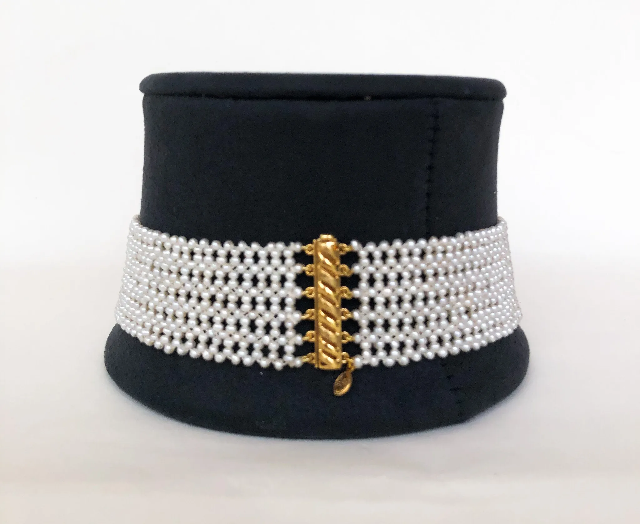 Marina J. Intricately Woven White Seed Pearl Choker with Vermeil Clasp - Image 3