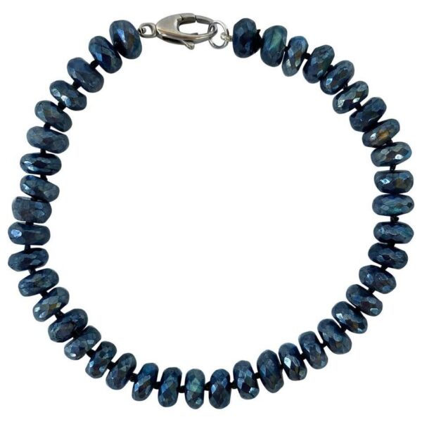 Men's / Unisex Labradorite Beaded Bracelet with 14K White Gold Clasp