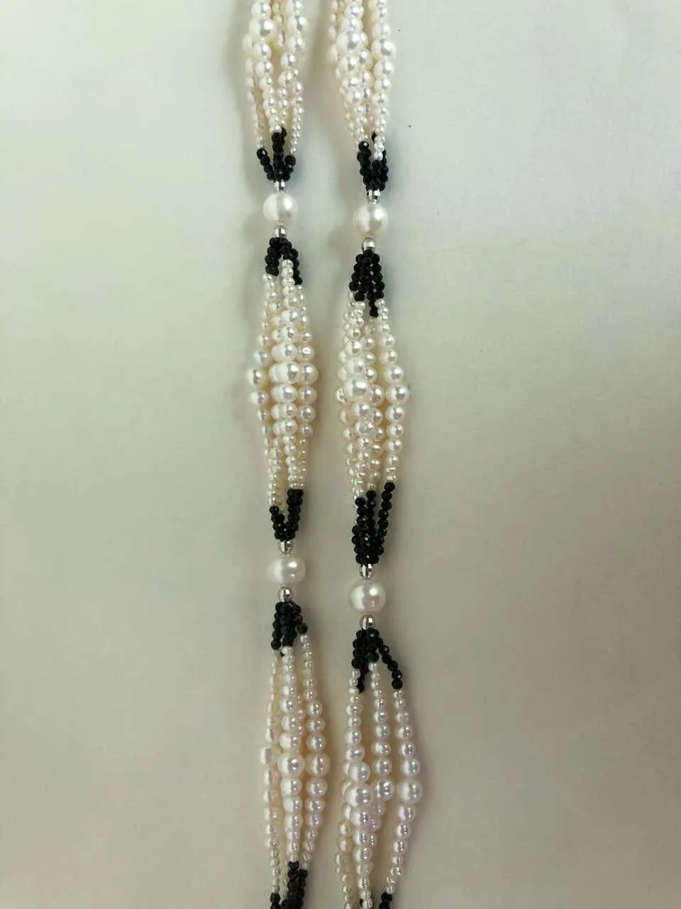 Marina J. Multi Graduated Sautoir with White Pearls, Black Spinel, and Tassel - Image 5