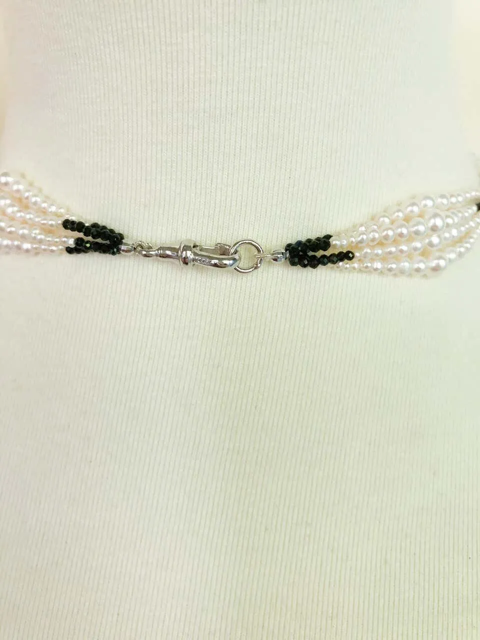 Marina J. Multi Graduated Sautoir with White Pearls, Black Spinel, and Tassel - Image 6