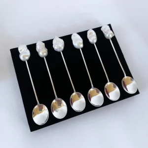 Marina J. One of A Kind Antique Sterling Silver and Baroque Pearl Spoons