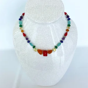Marina J "Pride" Multicolored Semiprecious Stone Unisex Rainbow Necklace