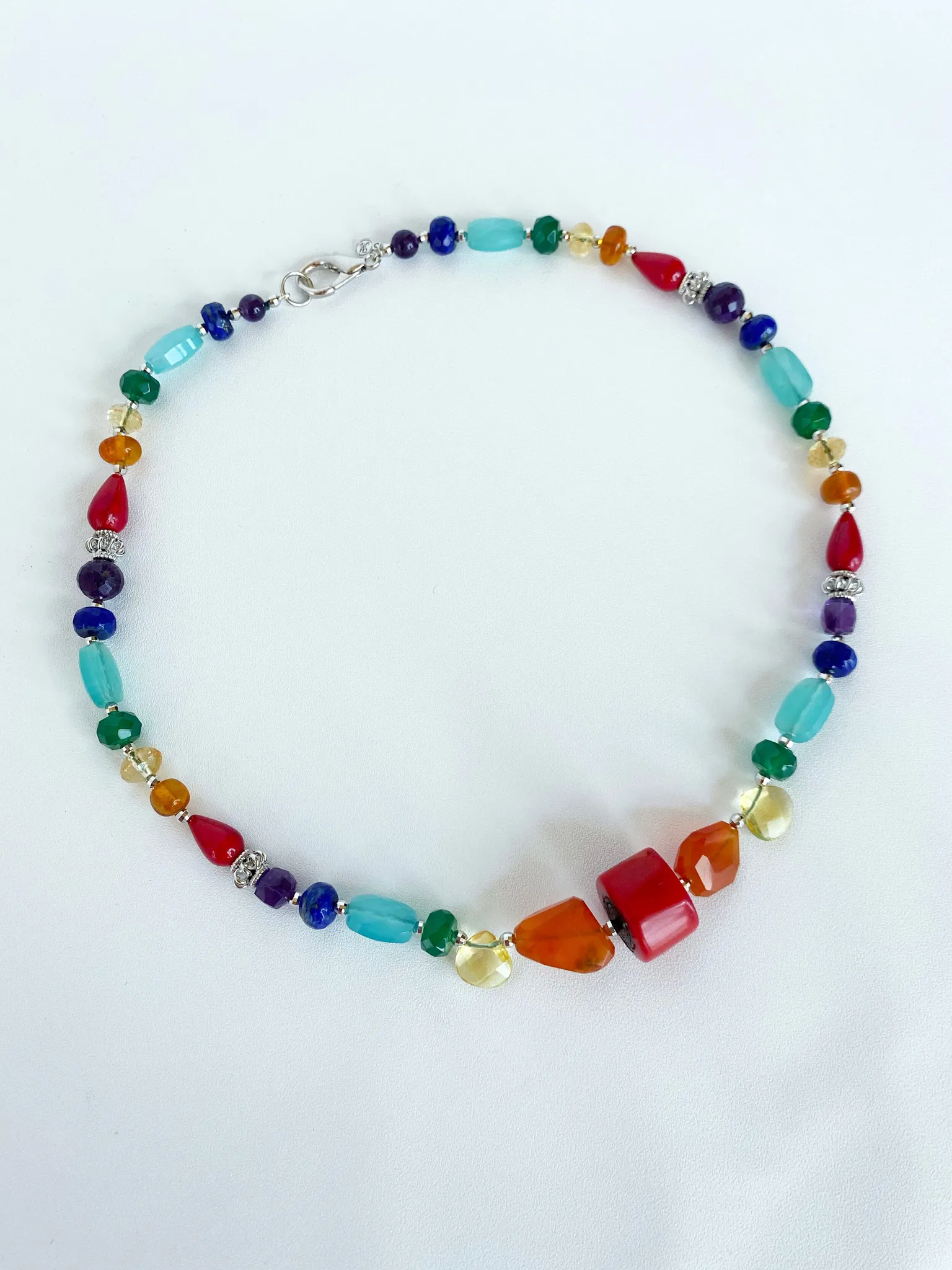 Marina J "Pride" Multicolored Semiprecious Stone Unisex Rainbow Necklace - Image 2