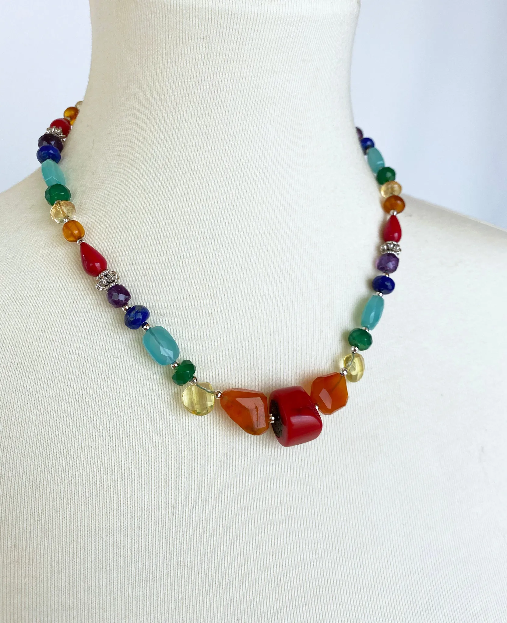Marina J "Pride" Multicolored Semiprecious Stone Unisex Rainbow Necklace - Image 3