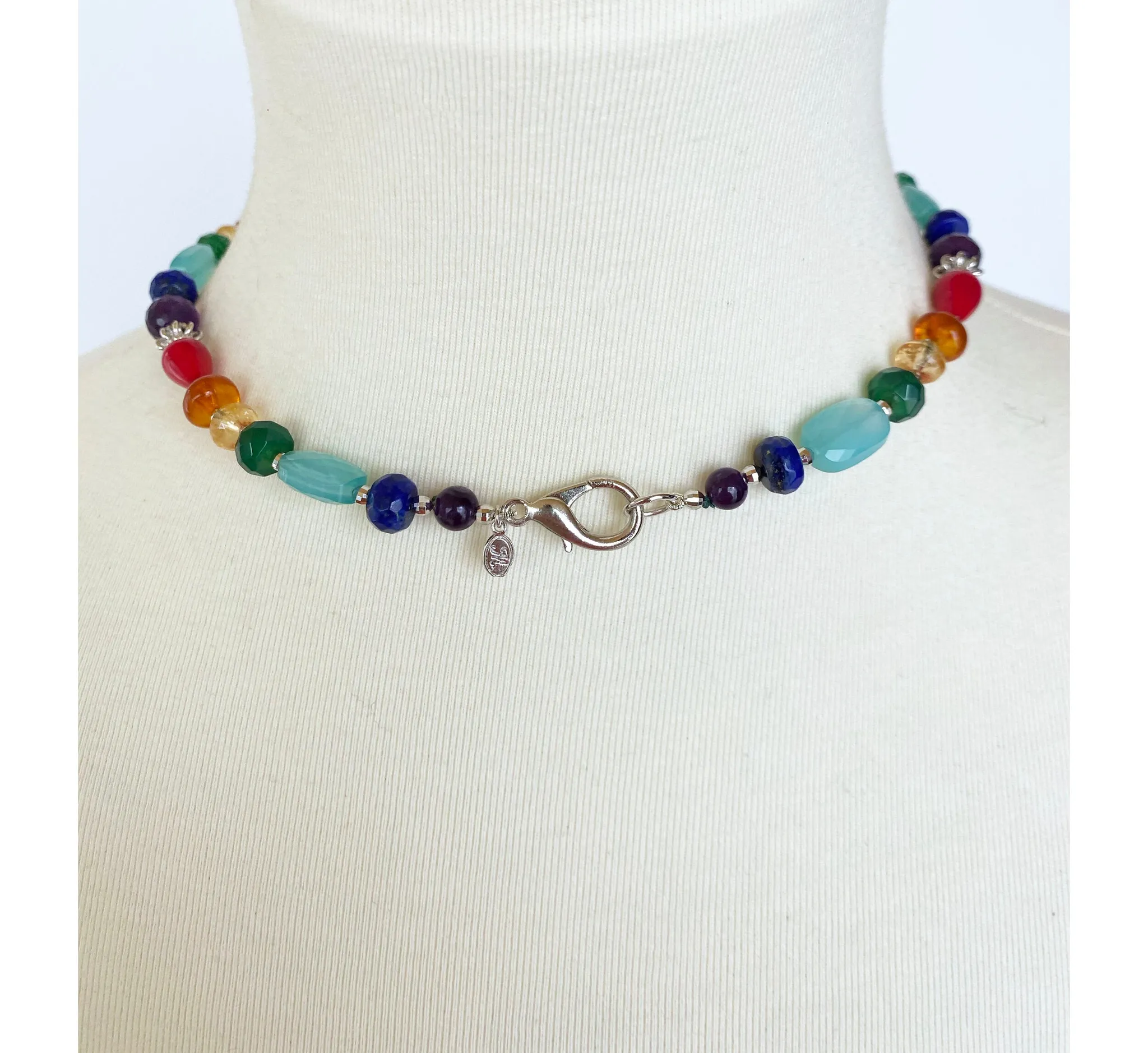 Marina J "Pride" Multicolored Semiprecious Stone Unisex Rainbow Necklace - Image 4