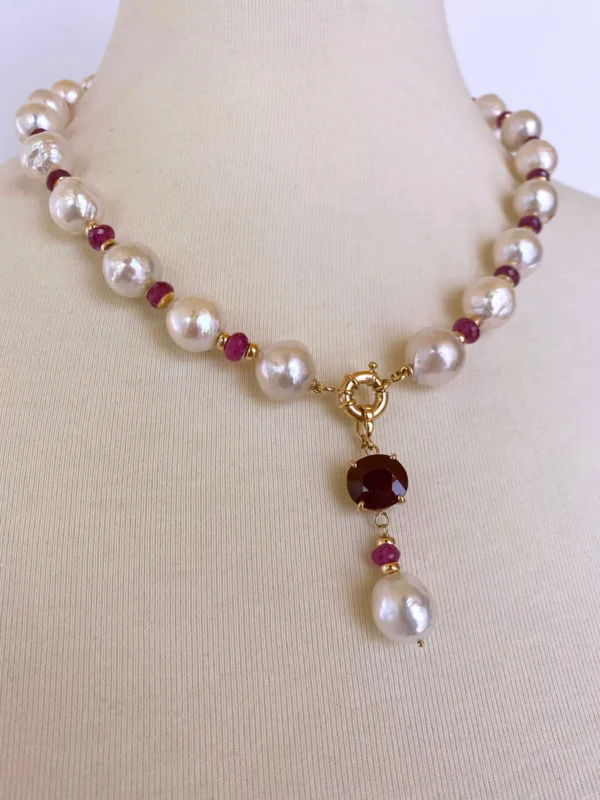 Marina J. Ruby, Pearl and 14K Yellow Gold Necklace