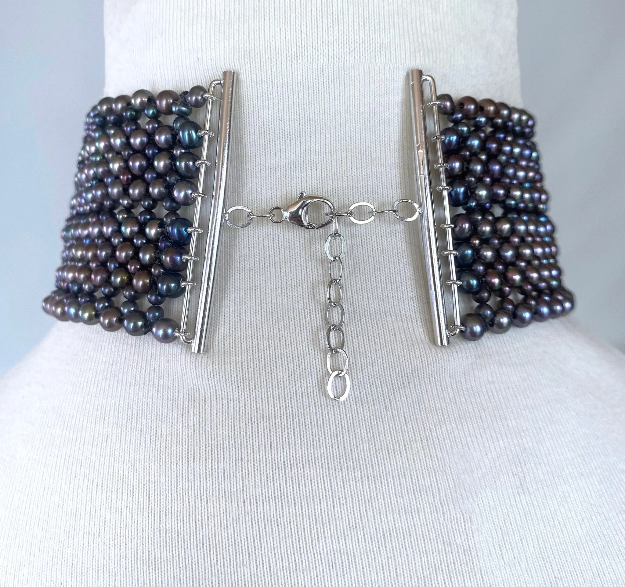 Marina J. Woven Black Pearl Choker with Vintage Raw Diamond Centerpiece - Image 3