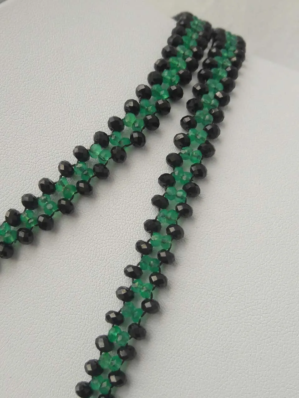 Marina J Woven Black Spinel and Green Onyx sautoir with Diamond and Onyx Tassel - Image 6