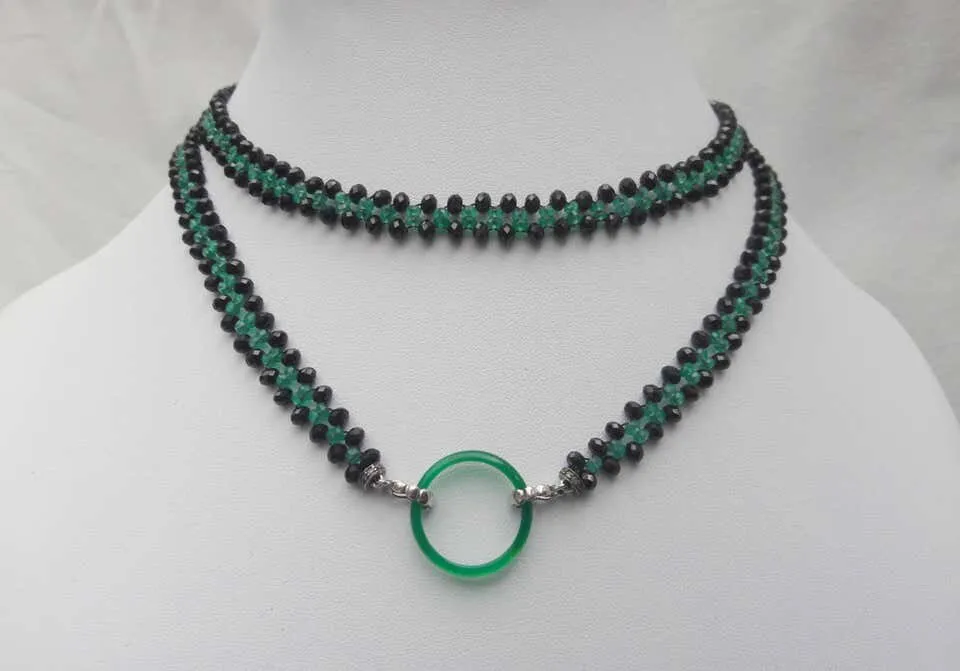 Marina J Woven Black Spinel and Green Onyx sautoir with Diamond and Onyx Tassel - Image 7