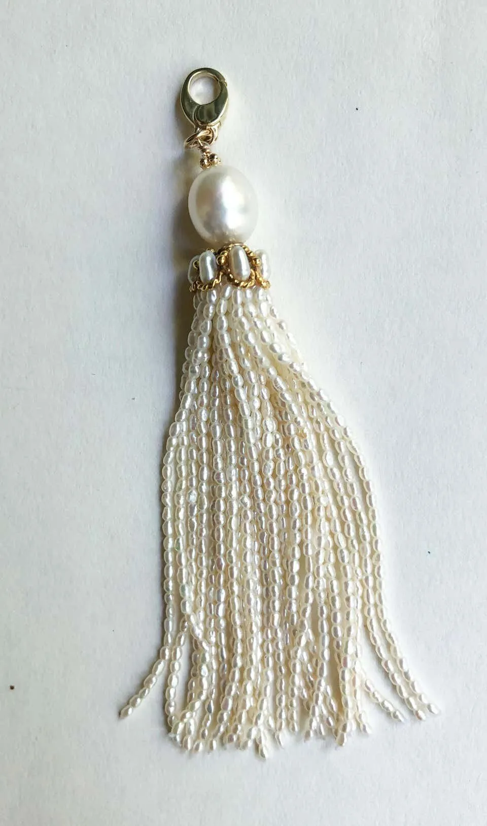 Woven Pearl Necklace with 14k Gold Ring and Removable Pearl Tassel - Image 20
