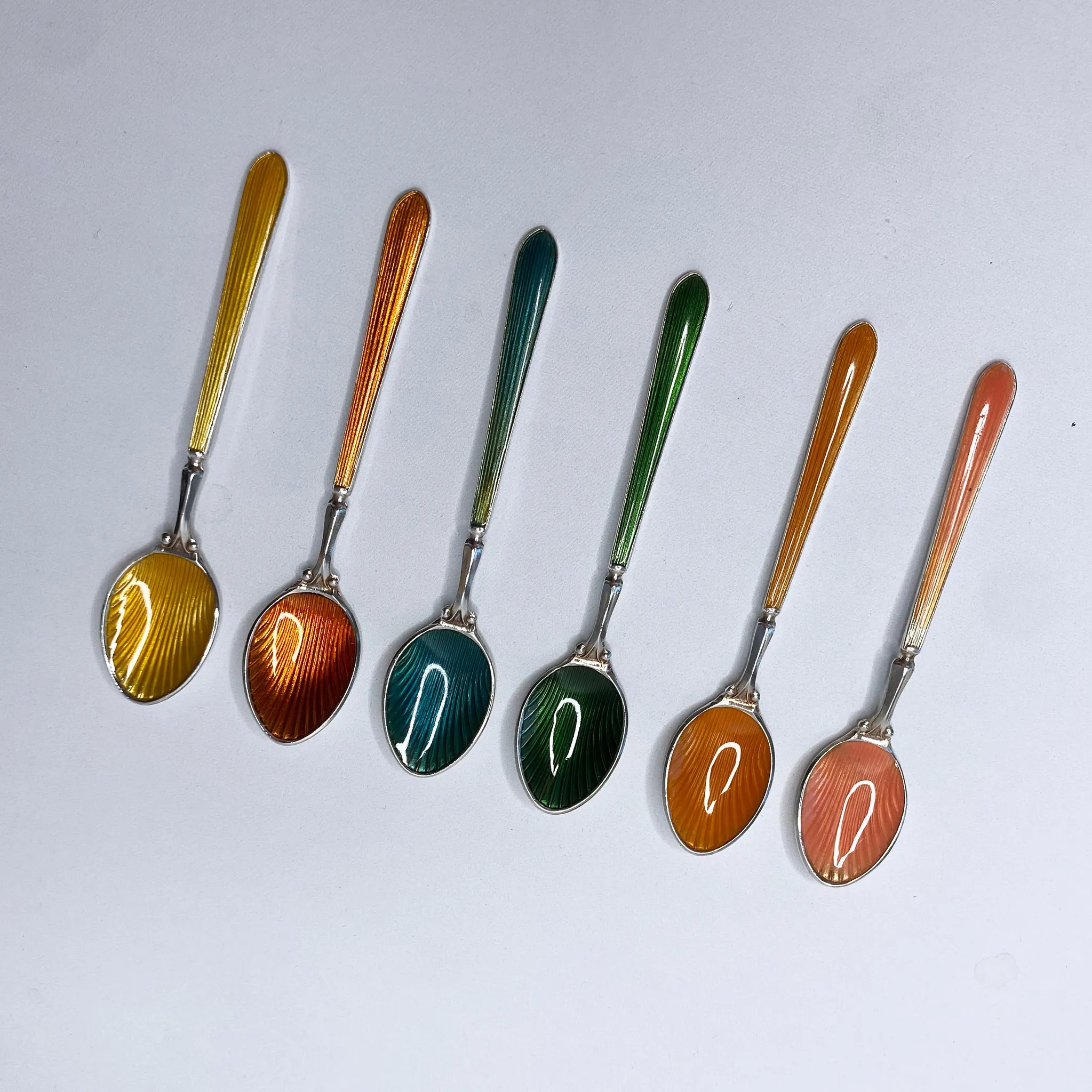 Multi Colored Coffee Cup Set with Decorative Enamel Spoons - Image 4