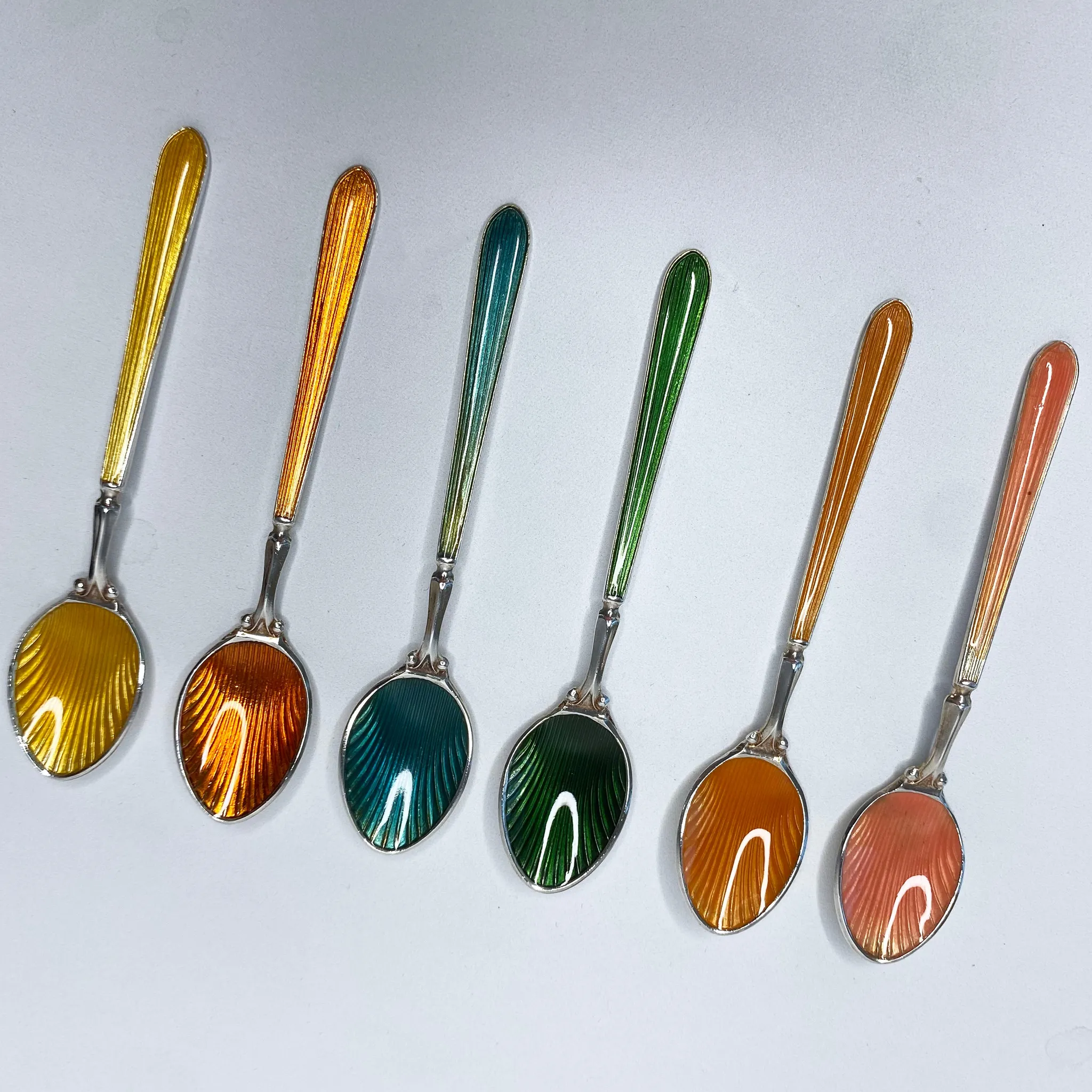 Multi Colored Coffee Cup Set with Decorative Enamel Spoons - Image 5