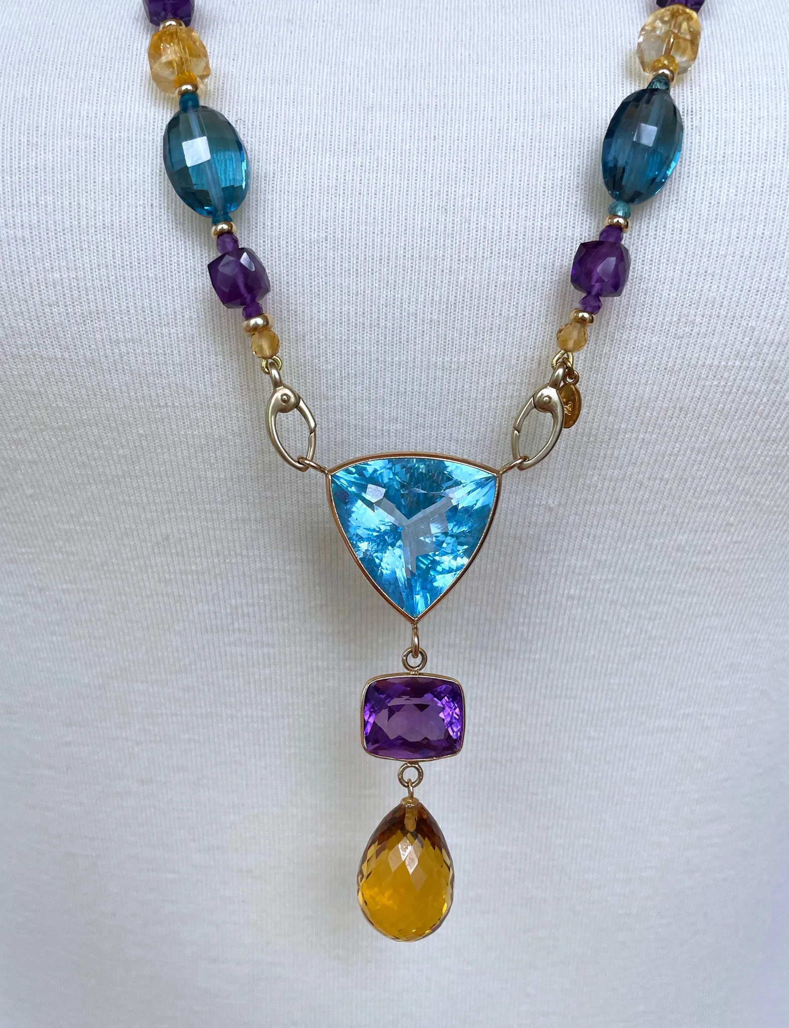 Multi shaped and Jewel Sautoir with Graduated Drop Tassel and 14K Yellow Gold - Image 3
