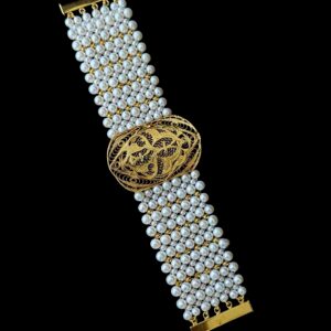 One Of A Kind Pearl Bracelet with 18k Plated Centerpiece