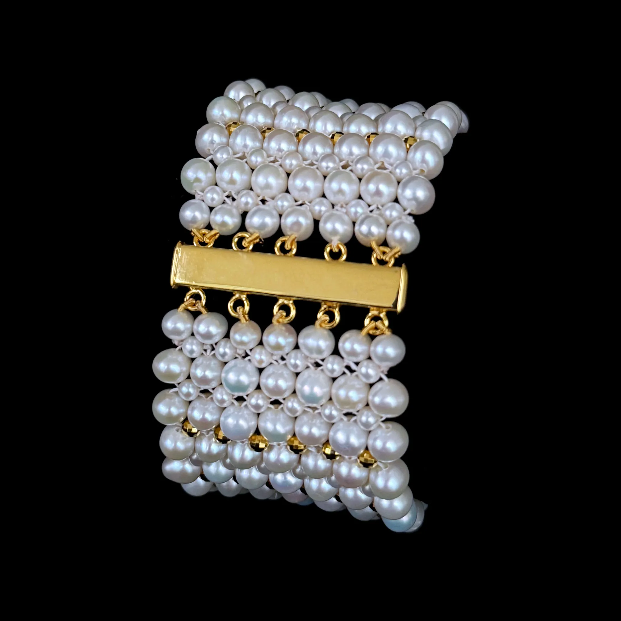 One Of A Kind Pearl Bracelet with 18k Plated Centerpiece - Image 8