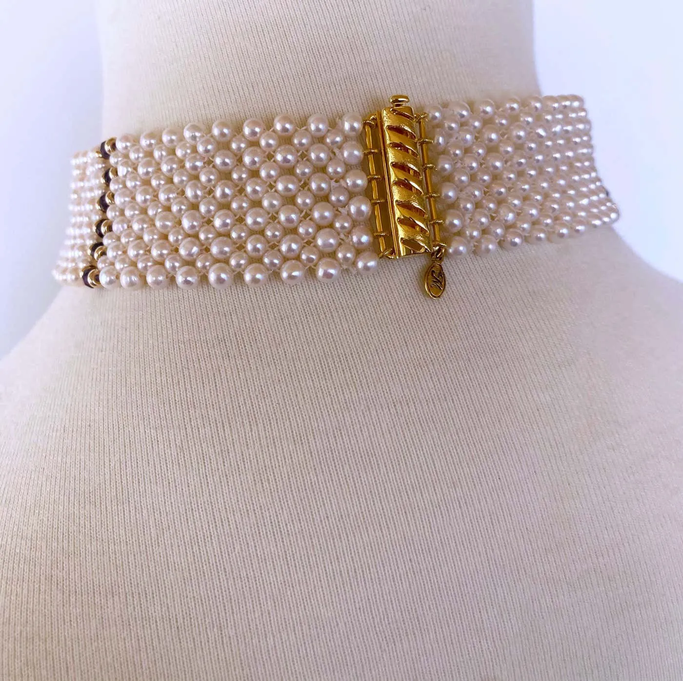 Pearl, Amethyst and Vintage Centerpiece Choker with 14k Yellow Gold - Image 4