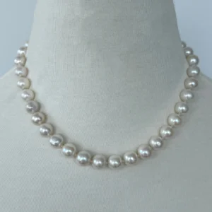 Pearl Necklace With Solid 14k Gold Ball Clasp
