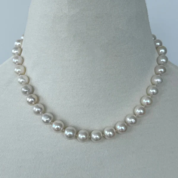 Pearl Necklace With Solid 14k Gold Ball Clasp