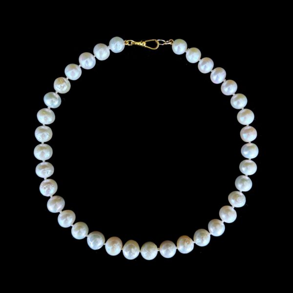 Pearl Strung Necklace with 18k Plated Clasp